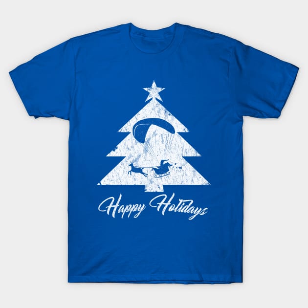 Happy Holidays - Paragliding Santa - Christmas Tree T-Shirt by TheWanderingFools